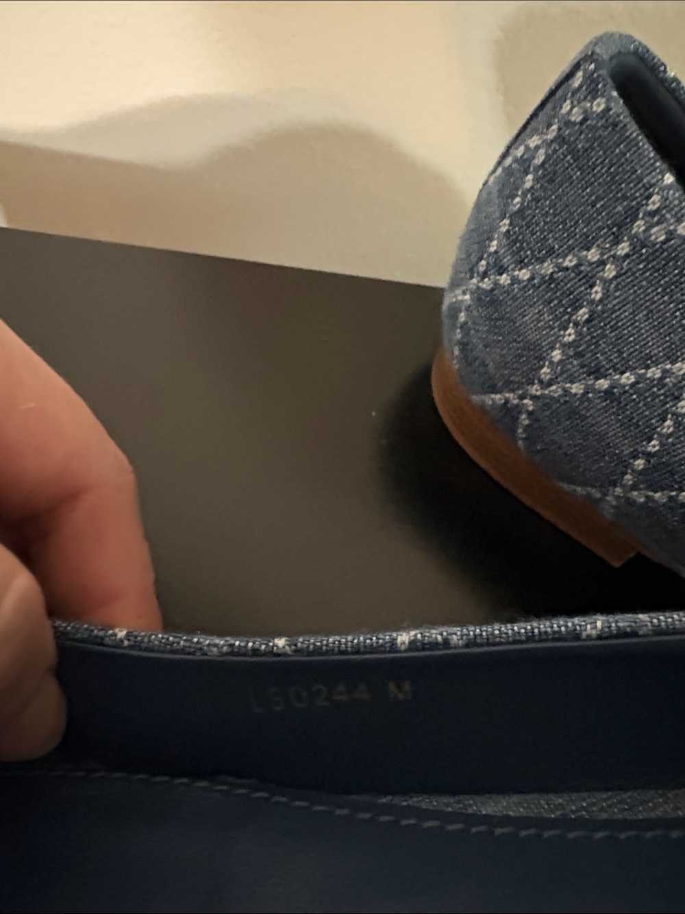Louis Vuitton Denim Quilted Navy Ballet Flats with LV Plaque - Picture 5 of 11